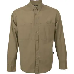 Mens Heritage Stretch Long Sleeve Shirt Khaki Front